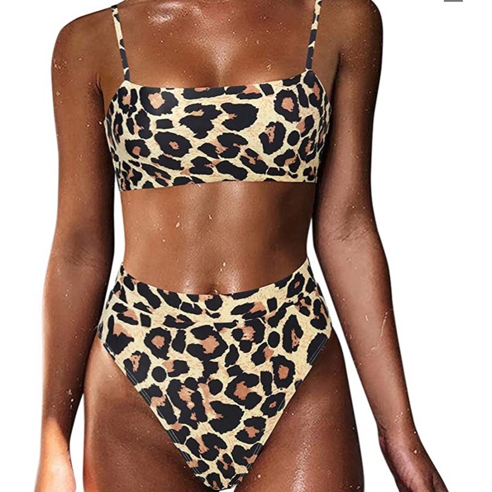 NWOT High Waisted Leopard Bikini